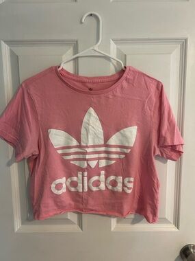 adidas Pink Trefoil Tee with White Logo